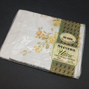 Vintage Stevens Utica Two Pillowcases Canterbury Floral No Iron Percale Sealed